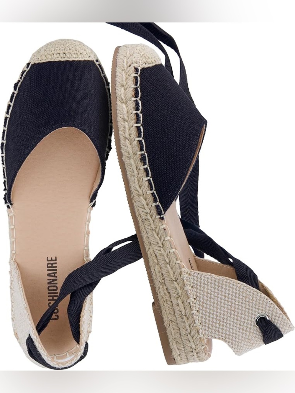 New in Box Black Talsia Espadrille Lace-Up Wedge Sandal Cushionaire size 9